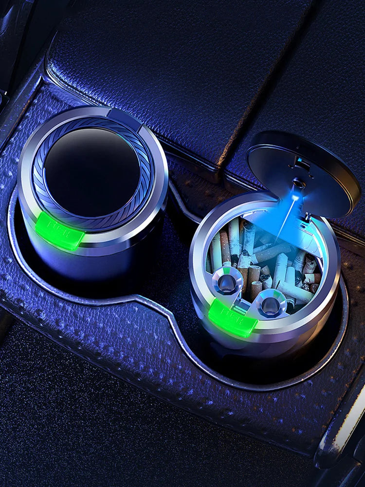 Car Ashtray with Lid & LED Light