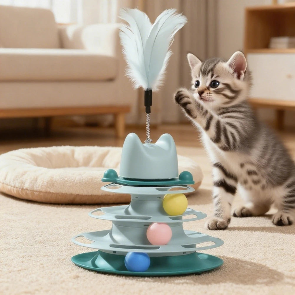 Multi-Level Ball Track with Feather Teaser